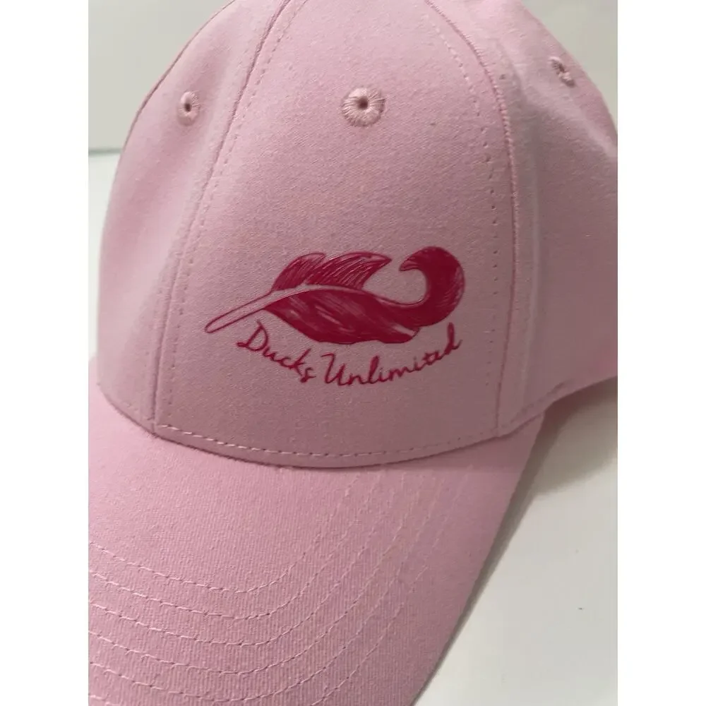 NEW Ducks Unlimited Pink Baseball Cap Hat Leaf Logo Strap Back Adjustable